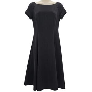 White House Black Market Woman size 2 Classic Black Fit & Flare Retro Midi Dress